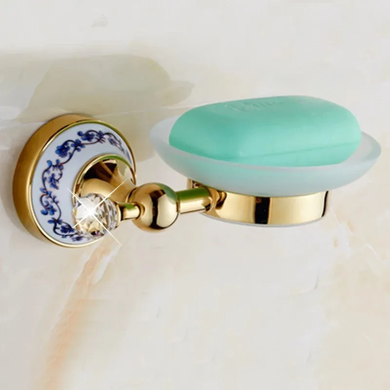 Bathroom gold crystal Soap holder dish golden soap basket holder