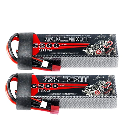 2 блока GOLDBAT 6200mAh Lipo батарея для RC автомобиля батарея Lipo 7,4 V Lipo 2s 80C с штекером Deans для RC автомобиля грузовика вертолета Traxxas - Цвет: Deans Plug  2packs