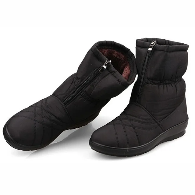 SNURULAN Теплые женские водонепроницаемые мягкие сапоги cube boots больших размеров Уютные высококачественные теплые зимние женские сапоги на меху женская зимняя обувь - Цвет: black