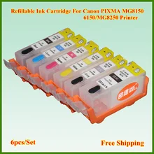 6 цветов PGI525 CLI526 525 526 перезаправляемый картридж с чип для Canon PIXMA MG8150 MG6150 принтер PGI-525 CLI-526
