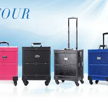 Алюминиевый Роллинг макияж Органайзер Дорожная сумка на колесиках косметический салон чехол