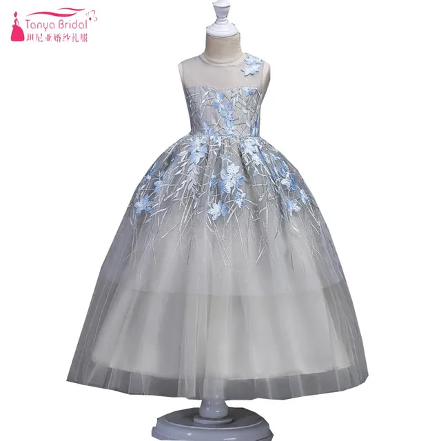 silver flower girl dresses cheap