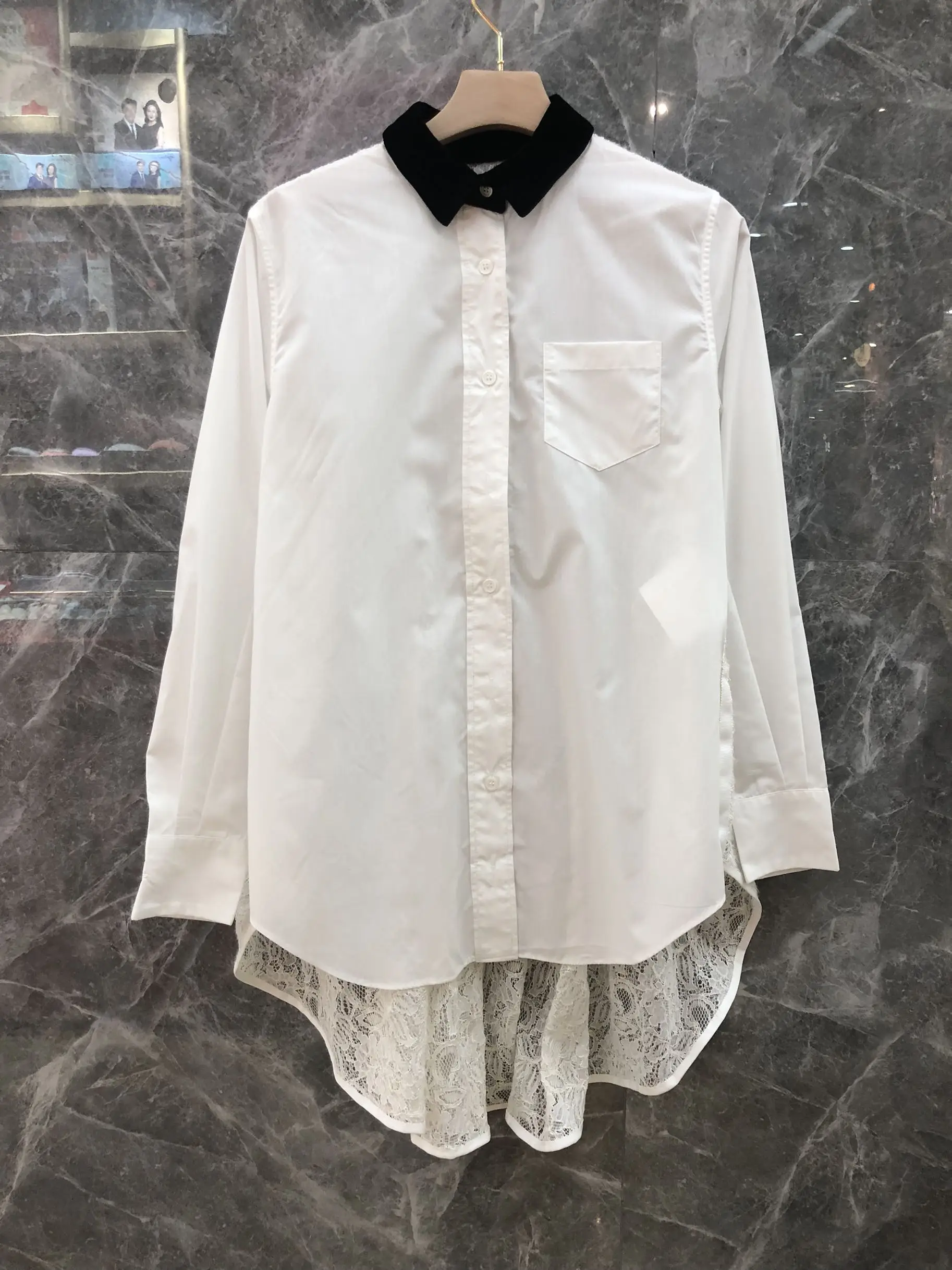

new women lace patchwork sheer shirt blouse 2 color tutu