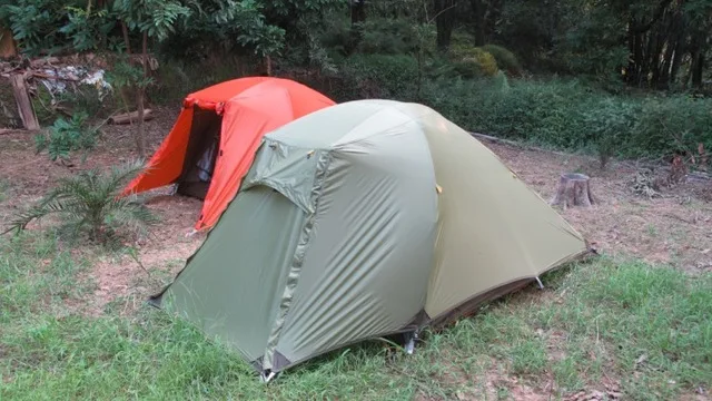 AXEMAN 1-2 Человека Использовать двухслойные алюминиевые палки 20D двухсторонняя Кремниевая покрытая палатка для кемпинга Barraca Carpas De Camping - Цвет: Green 4 Season
