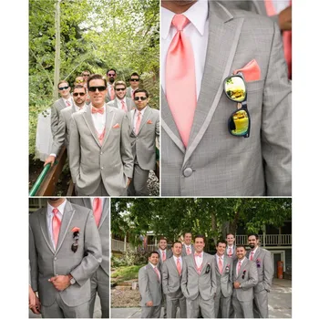 

Grey Wedding Best 2017 Groomsmen mens suits Formal Groom Tuxedos terno masculino Business Prom Men Suit Custom make (coat+pants)