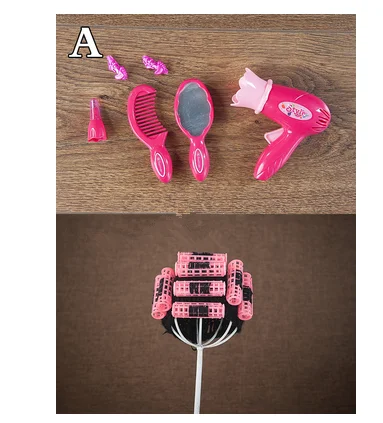 Колпачок+ электрическая сушилка для волос+ расческа+ зеркало+ помада+ набор тапочек чайный столик реквизит для фотосъемки новорожденных - Цвет: 1
