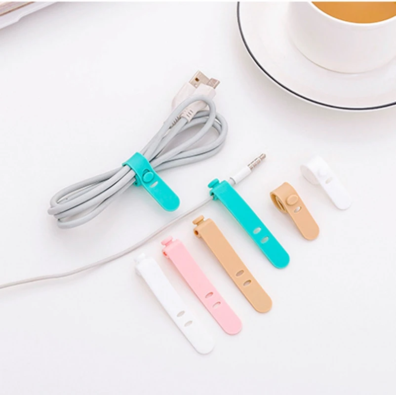 

4Pcs Cable Winder Silicone Color USB Charger Sort Out Cute Line Winder Bag Clip Decro Cable Winder Protector Headphone Cord Clip