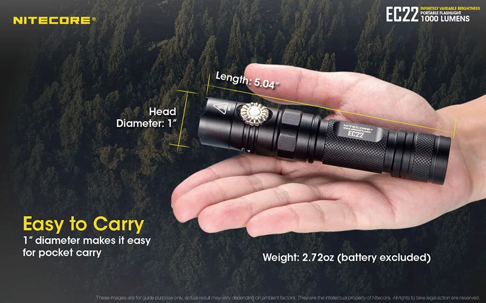 NITECORE EC22 поворотный переключатель бесступенчатая яркость 1000LMs светодио дный светодиодный фонарик водостойкий Открытый лагерь пеший Туризм