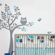 Мультфильм Сова Дерево Птица Животные цветы стикер обои с надписью детская комната современный 180*180 см домашний декор