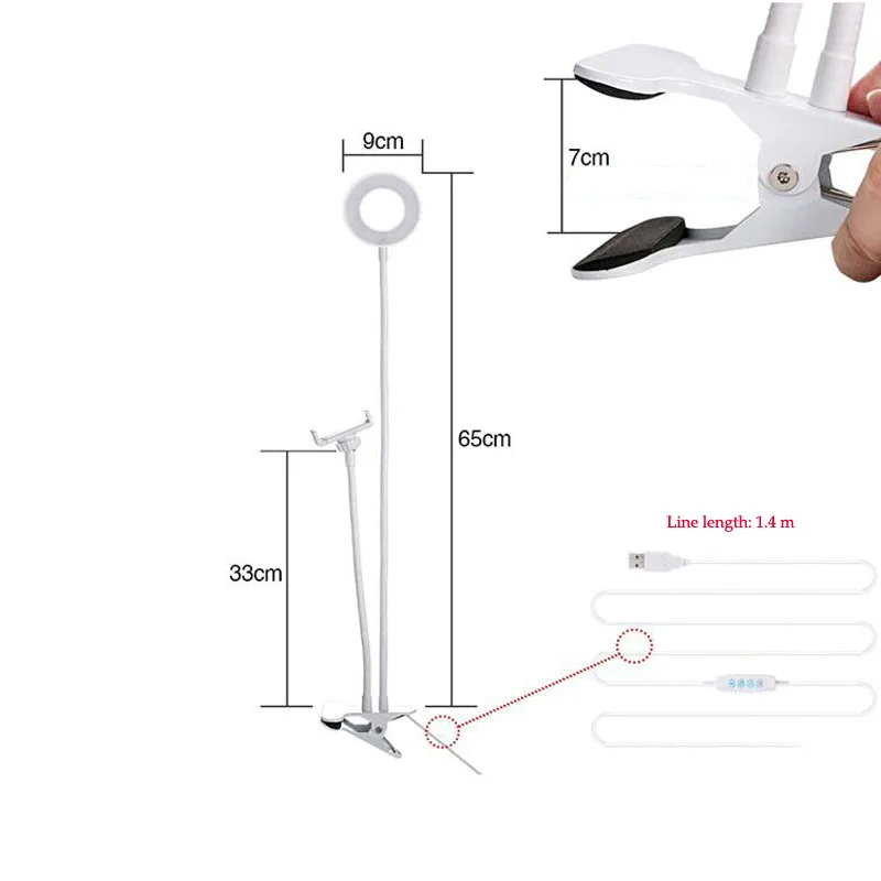 Светодиодный заполняющий свет USB СВЕТОДИОДНЫЙ LED селфи кольцо свет с мобильного телефона Клип держатель ленивый кронштейн стол для
