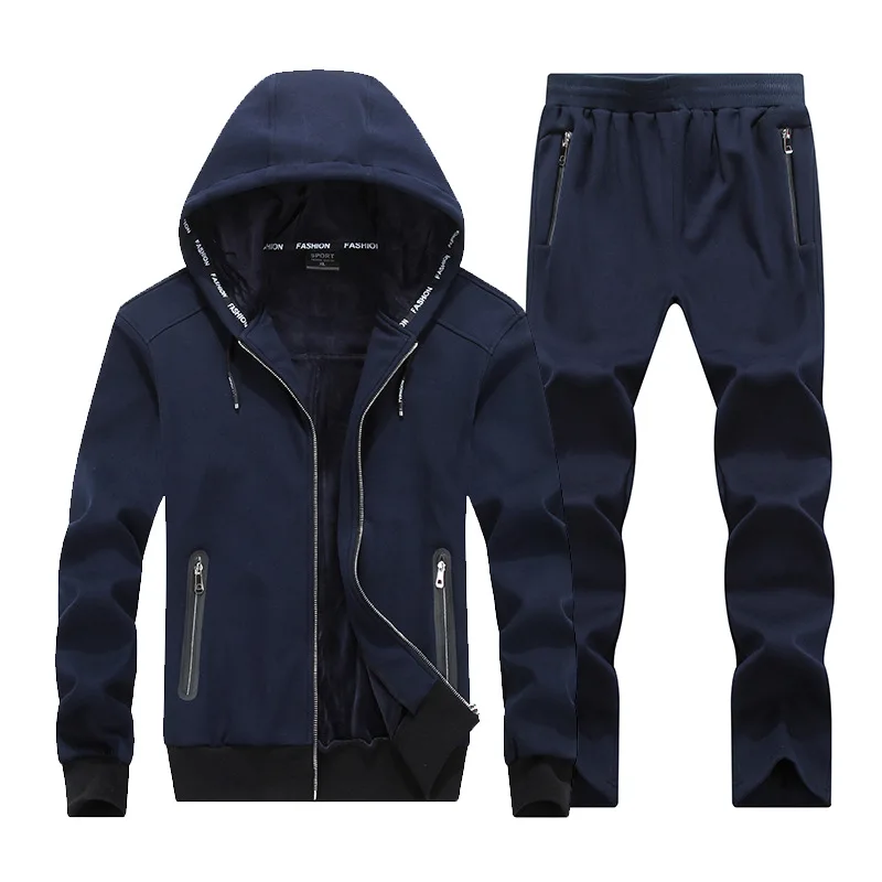 

2018 Fashion Winter Men Sporting Suit Hoodies Jacket+Pant Thick Sweatsuit Two Piece Set Tracksuit For Men Clothing 8XL Plus Size