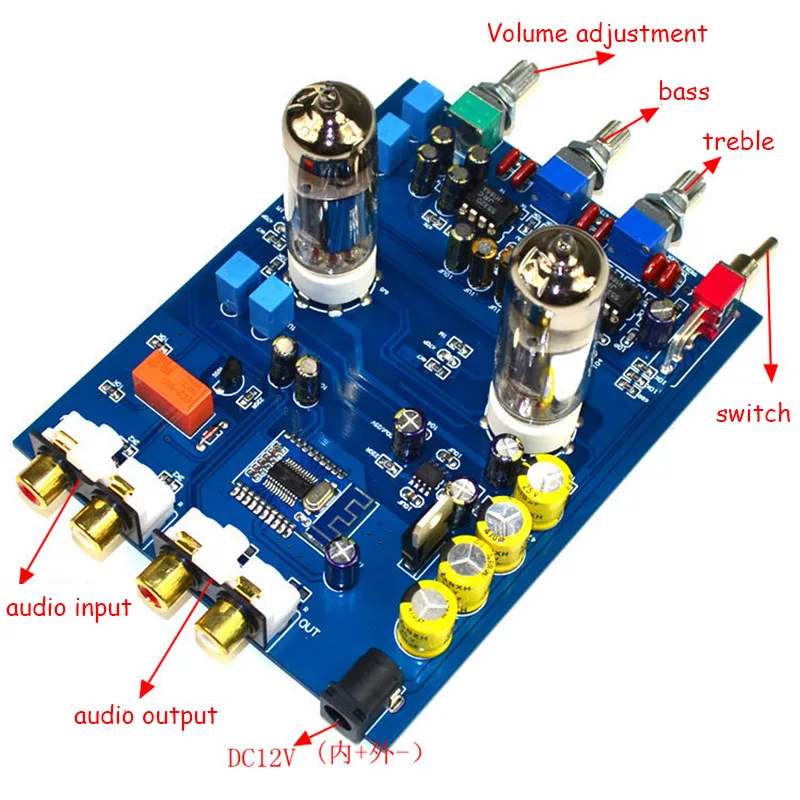 Bluetooth 4,2 Hifi 6J5 ламповые усилители аудио Плата JRC5532 предусилитель тональная плата с регулировкой громкости