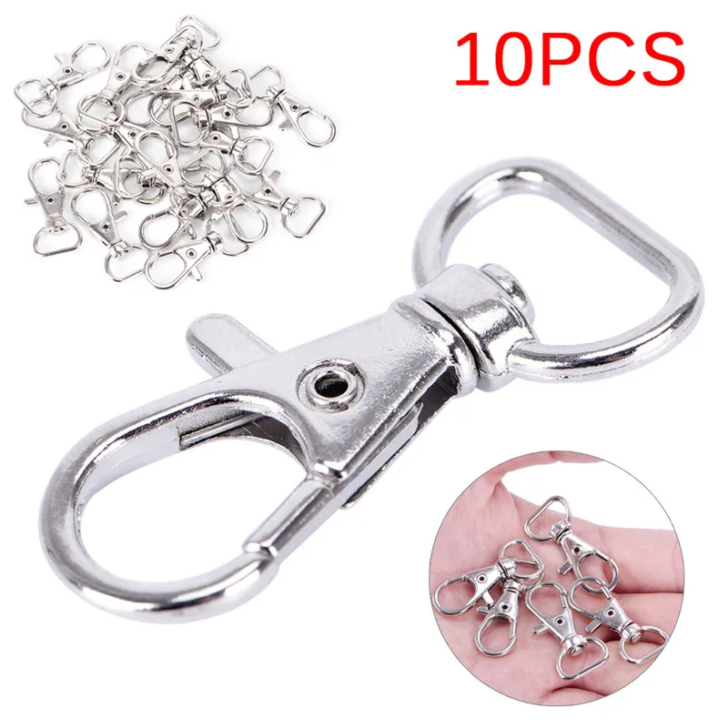 

10Pcs/lot Keychains Making Silver Swivel Lobster Clasp Clips Key Hook Keychain Split Key Ring Findings Clasps 35mm