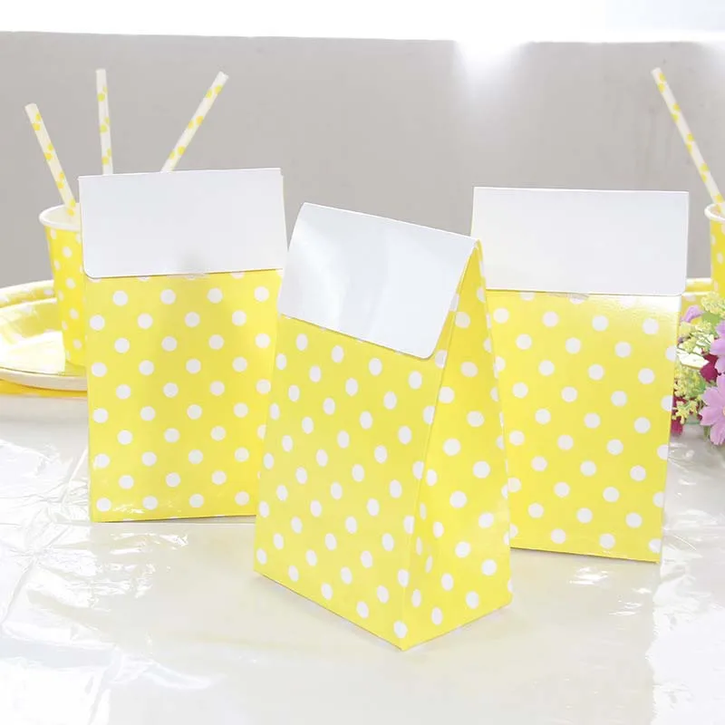 В желтый горох тема вечерние украсить посуду пластины чашки, ребенок, душ скатерть салфетки нарядная скатерть на день рождения поставки - Цвет: Gift bag 6pcs