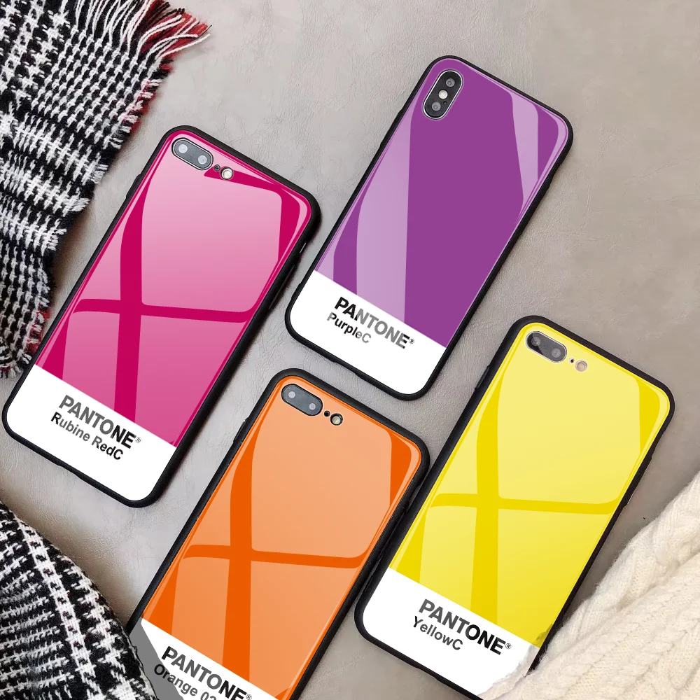 DIY стеклянный чехол для телефона для iphone 11 ProMax 6s 7Plus X Pantone заказное закаленное стекло для телефона для iphone 8 5 6 XS Max XR цвет