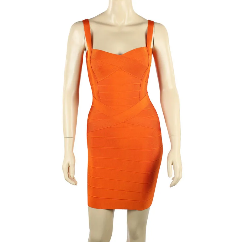 orange strappy bodycon dress
