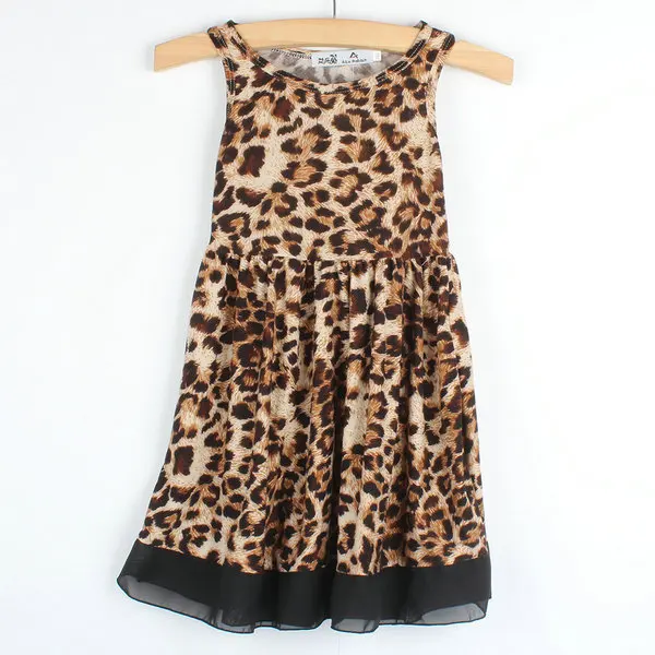 

Trendy Baby Girls Kids Leopard Sleeveless One-piece Dress Party Princess Dresses