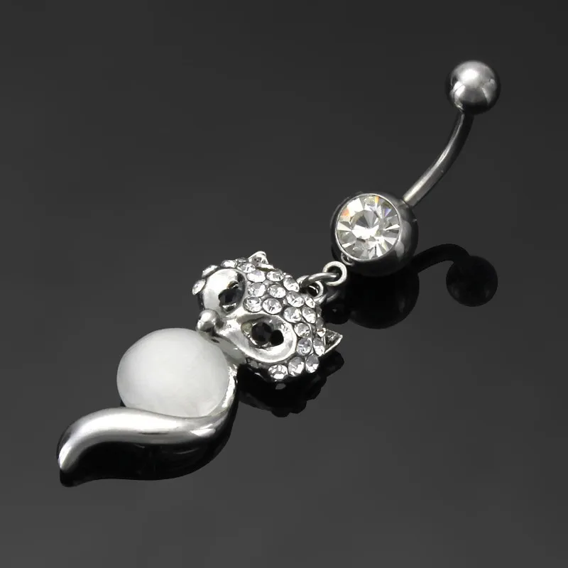 1PC Stainless Steel Fox Navel Rings Belly Bars Belly Button Rings Barbell Navel Body Piercing