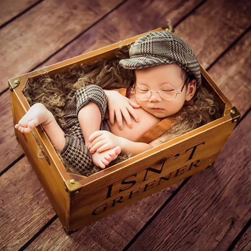 Маленький джентльмен младенческой мальчик Casquette клетчатая шляпа наряд новорожденного фотографии реквизит костюм для новорожденного ребенка фотосессии аксессуары