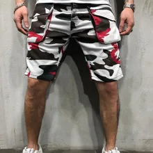 Мужские камуфляжные шорты, повседневные, для бега, брендовые, с эластичной талией, Карго, мужские, камуфляжные, для бега, мужские