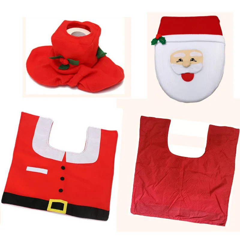 Детский Рождественский Санта Клаус ткань туалет коврик для ног тренировочный чехол крышка сиденья унитаза крышка радиатора украшения наборы для ванной комнаты