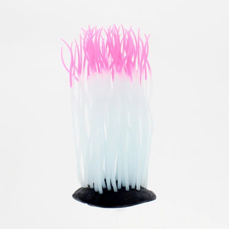 Флуоресцентный искусственный морской анемон аквариумное растение экологичный силиконовый гель Мягкий коралл для украшения аквариума 16 см - Цвет: RED-2pcs