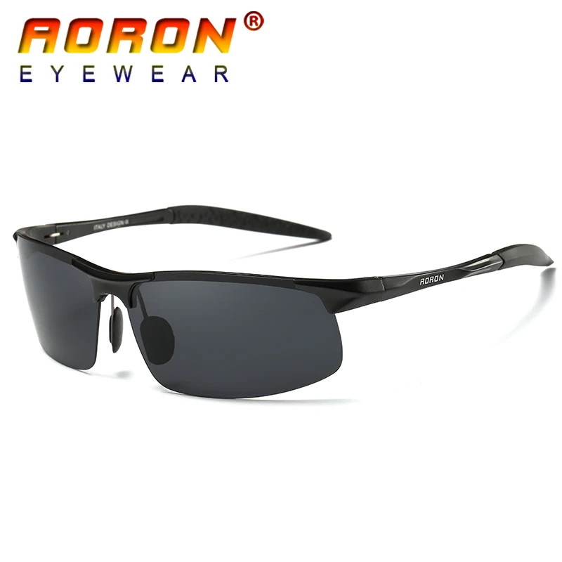 black frame black Aoron брендовые дизайнерские поляризованные очки из алюминиево-магниевого сплава, очки для вождения, мужские солнцезащитные очки, аксессуары, мужские очки - Цвет линз: black frame black