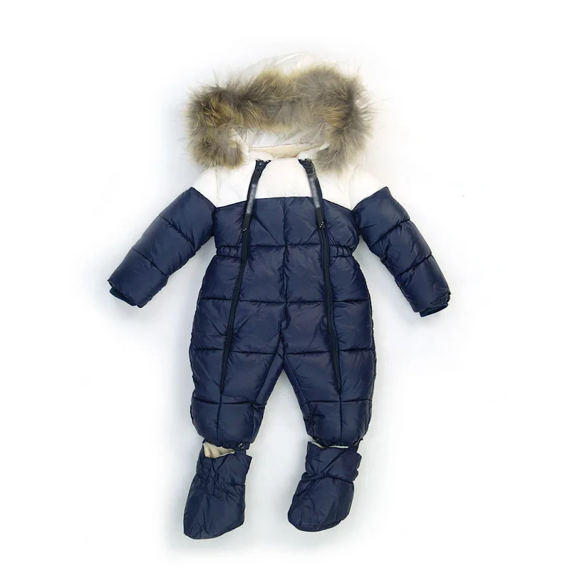 

Winter baby pure color double zipper climbing suit real raccoon hair collar collar rose red 9-24M 2080