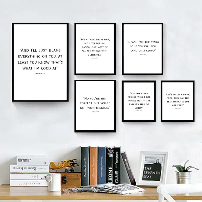 Kanye Impression Sur Toile Avec Citation Rap West Affiche De Typographie Hip Hop West Aliexpress