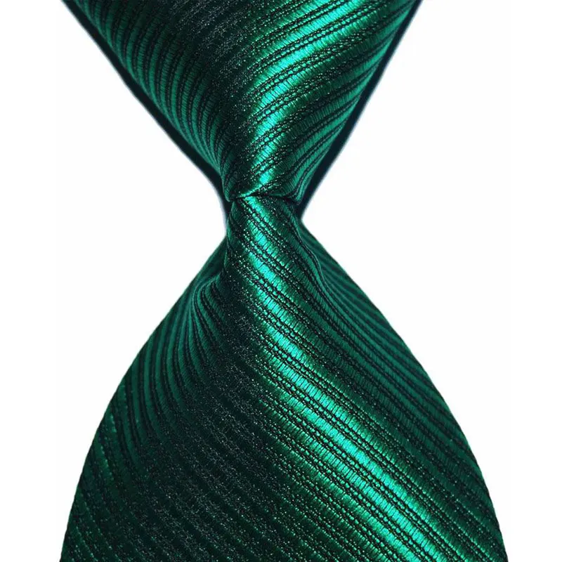 Сплошной цвет полосатый галстук подарок для мужчин шелковый галстук 10 см Ширина Мода жаккард Тканые официальная одежда Бизнес Свадьба Вечеринка Рождество - Цвет: Зеленый