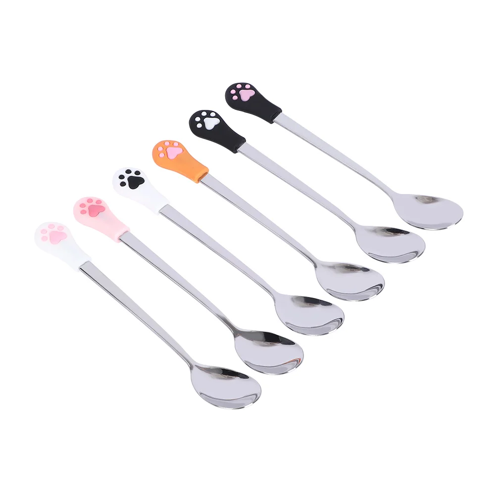 1 Pcs Stainless Steel Cute Cat Claw Coffee Spoons Fruit Fork Dessert Spoon Candy Tea Spoon Cat Drink Tableware Kitchen Supplies