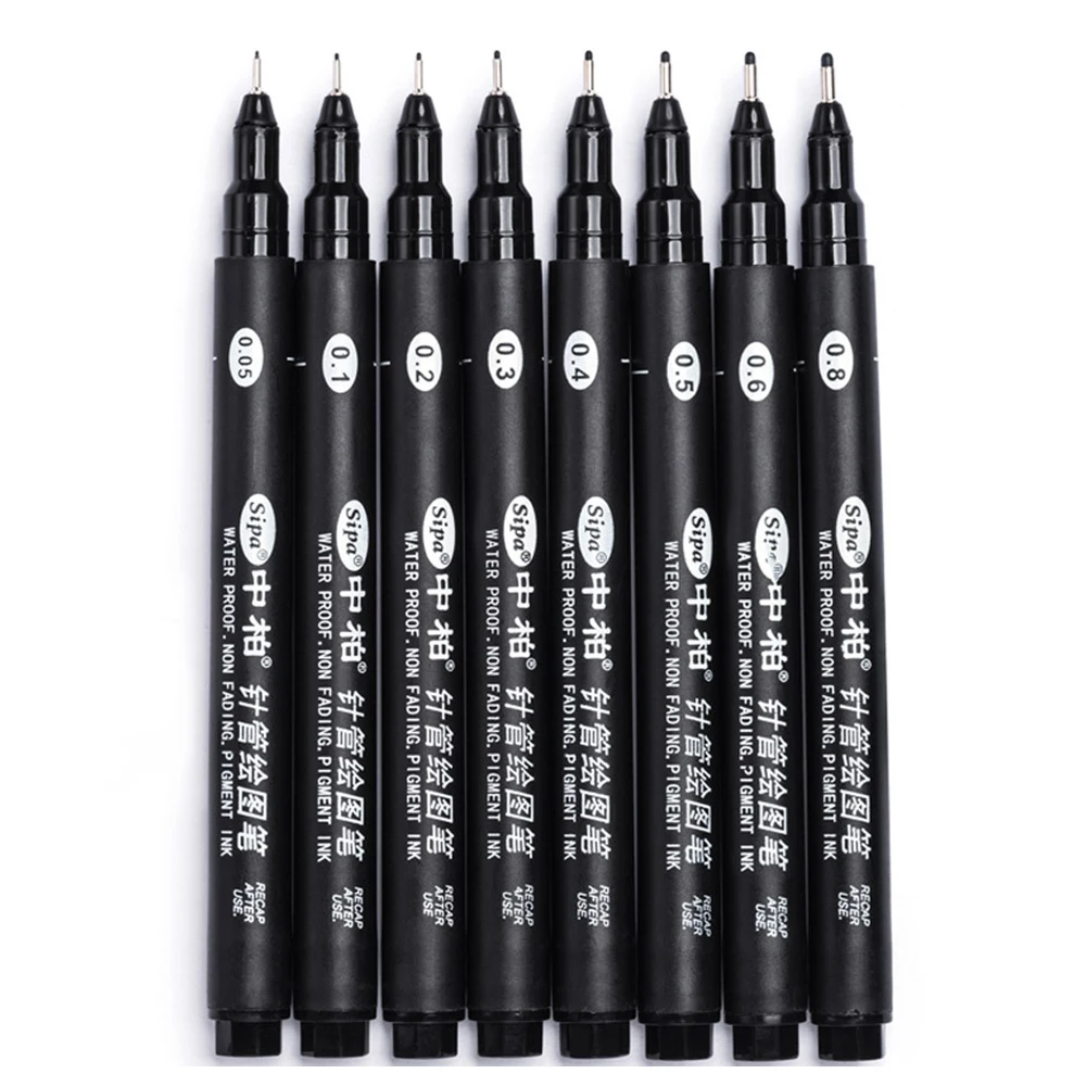 

Art Marker Pen Different Tip Sizes Black Pigment Liner Water Based for Drawing Painting Handwriting