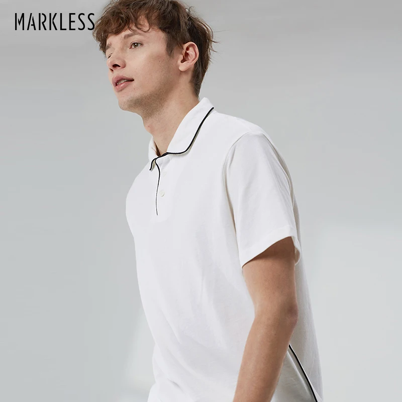 

MARKLESS Mens Loose Casual Cotton Short Sleeve Tshirts Fashion Comfort White Sports T Shirts TXA9662M