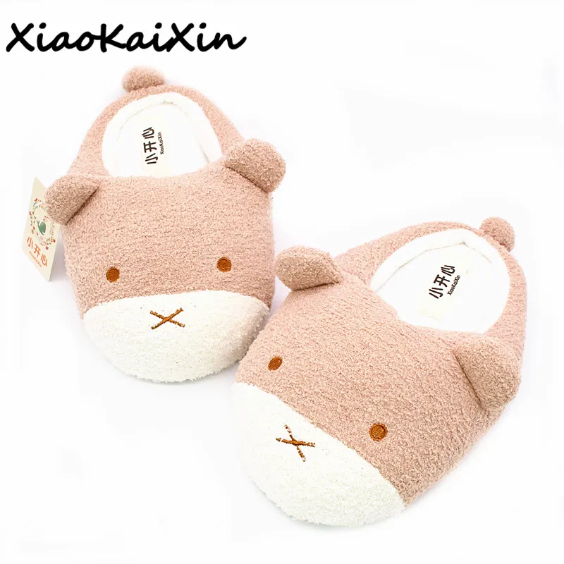 

2018 Fashion Ladies Animal Style Home Shoes Lovely 3D Bear Winter Women Grils Indoor Floor Warm Cotton Loose Large Size Slippers