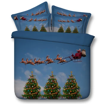 

Christmas Tree Bedding set duvet cover Super King queen size twin full bed sheet sheets bedspreads linen Gift Santa Claus 4PCS