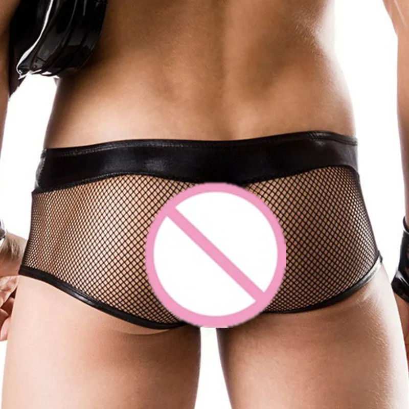 Сексуальное нижнее белье для мужчин латексная сетка черное трусики|lingerie men sexy|latex