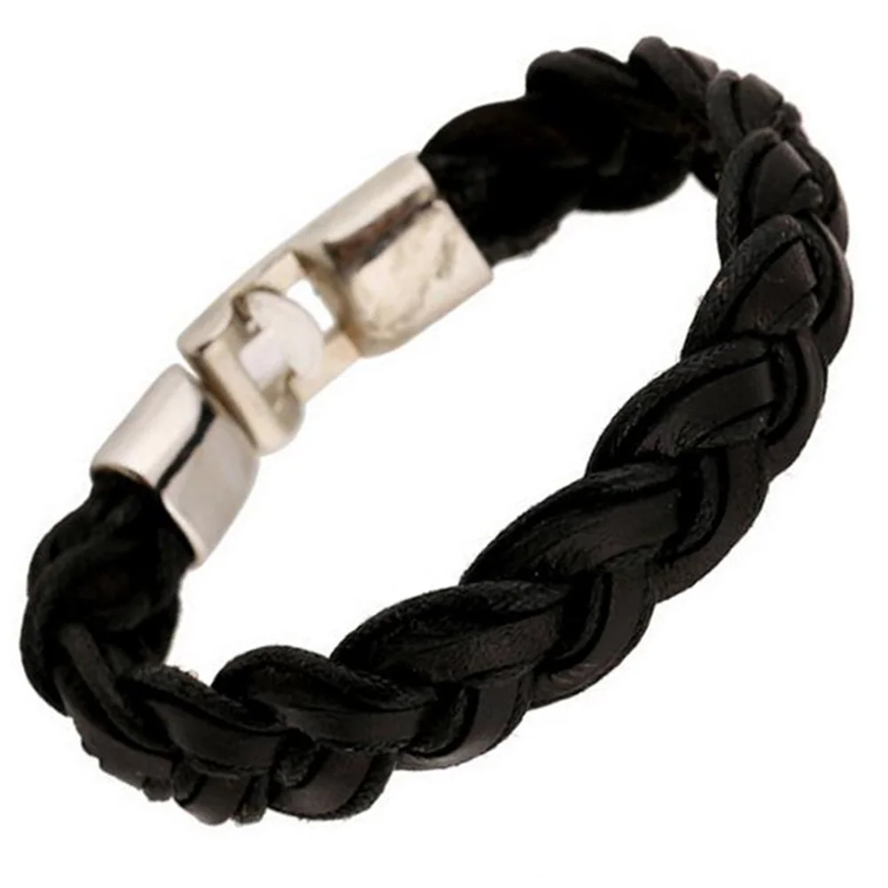 

Black/Brown braided friendship PU leather bracelets bangles womens mens custom jewelry wholesale pulseira