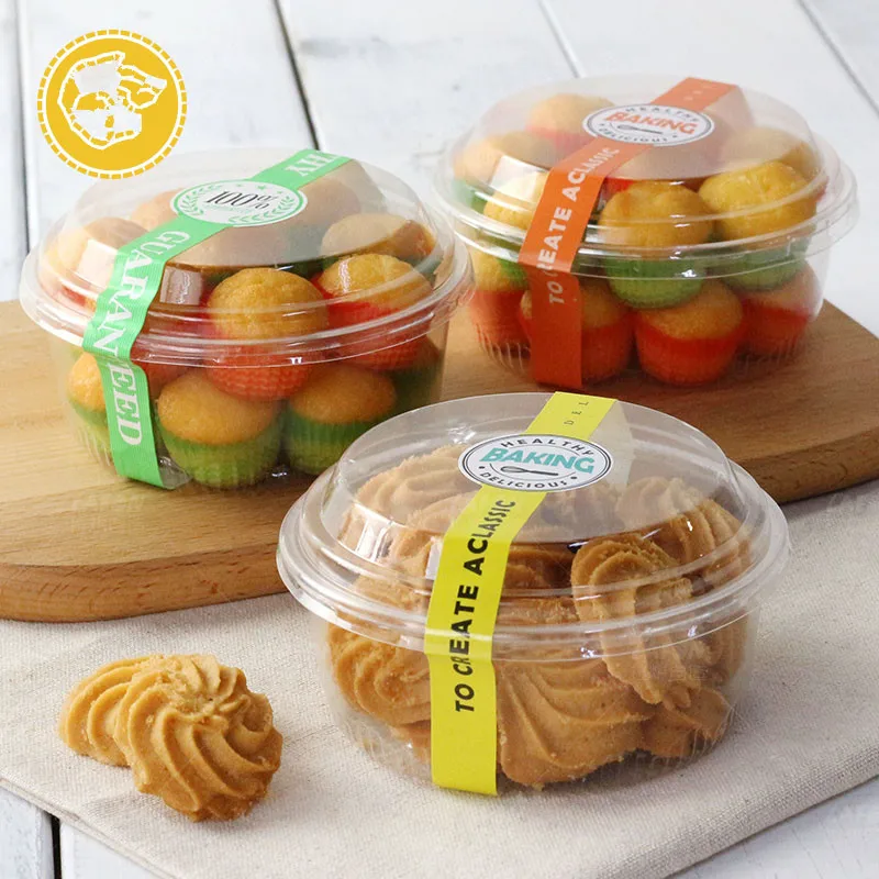 

50pcs Clear Round Plastic Food Bakery Case transparent Cake Cookies pastry biscuit Boxes