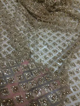 

beaded Embroidered SH-62014 Nigerian Laces Fabric with glued glitter African french Lace Fabric For evening dress