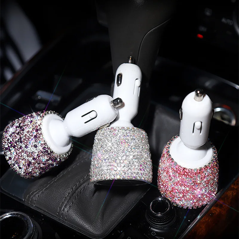Кристальный алмаз 2 портовый универсальный быстрый USB автомобиль зарядка горный