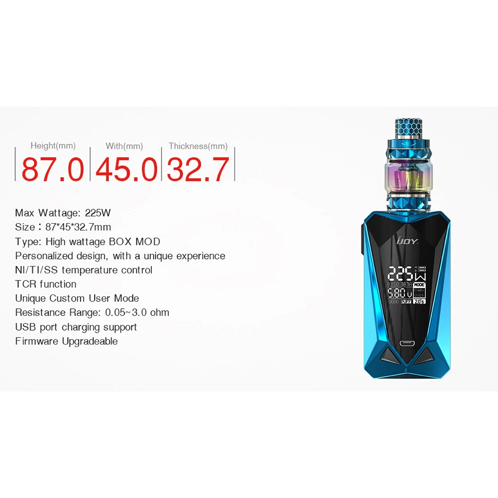 Распродажа! IJOY Diamond мини комплект с 225 Вт Millisecond fire 2 18650 батареи mod и сетки катушки