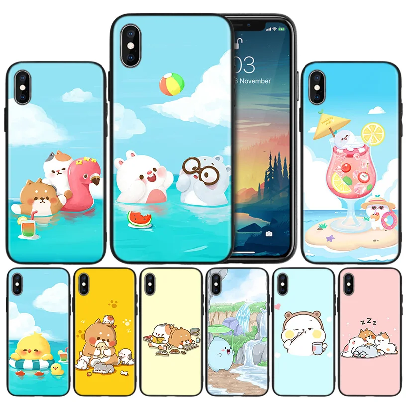 

TonTon friends Soft Black Silicone Case Cover for iPhone 7 8 XS Max XR X 6 6S 5 5C 5S SE Plus