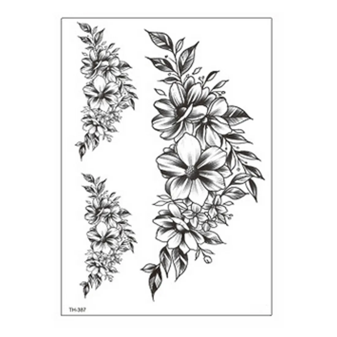 Sketch Line Peony Pattern Tatto 1pcs Waterproof Temporary Tattoo Sticker Water Transfer Rose Body Art Fake Arm Tatoo Stickers - Цвет: TH-387