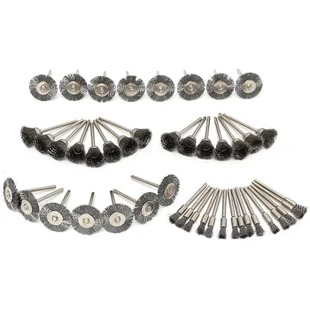 

45pcs Wire Brushes Metal Rust Removing Wheels Steel Wire Wheels with Shank Pole Flat T-shaped Polishing Brushes Set