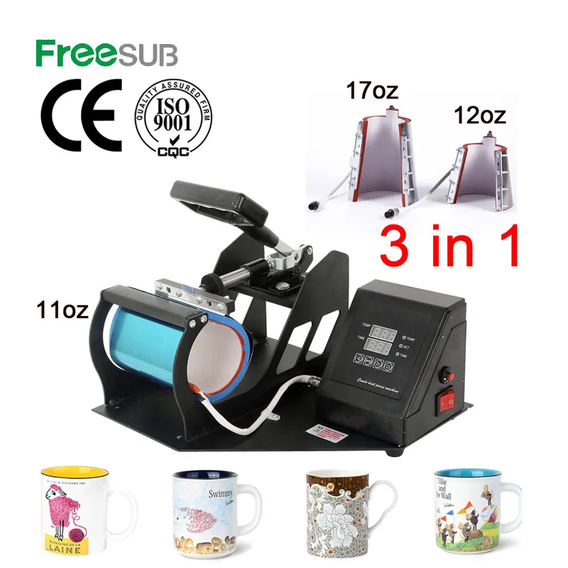 

Double Display 3 in 1 Mug Press Machine Sublimation Printer Cup Press Machine Heat Transfer Machine 11oz 12oz 17oz Mugs Printing