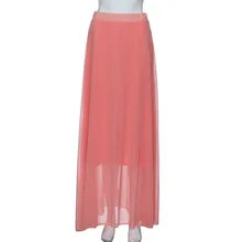 KLV Однотонная юбка новые модные женские туфли шифон стрейч Высокая талия Макси Платье расклешенное плиссированное платье с коротким и широким подолом длинная 5,7