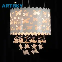 Современные светодиодный черная люстра светильник белый Бабочка Дизайн Акриловый Подвесная лампа, подвесная свет для кулон