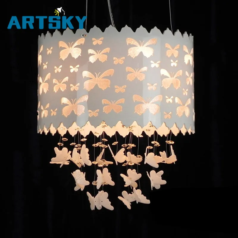 

Modern LED Black Chandelier Light Fixture White butterfly Design Acrylic Hanging lamp Suspension Light for Pendant