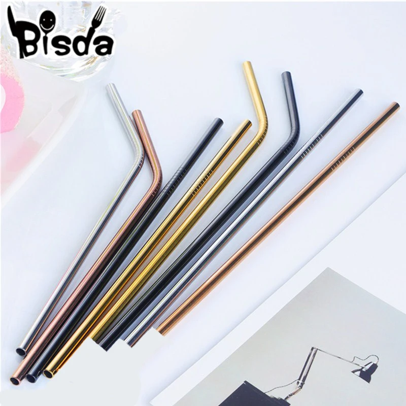 

2 Pcs Short Drinking Straws with Cleaner Brush 4 colors Eco-friendly 304 Stainless Steel High Quality Home Bar Party Drink tool