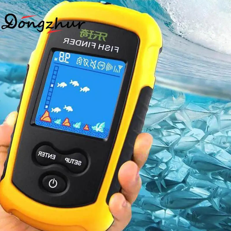 

1 Pcs Fish Finder 100 M Portable Sonar Sensor 433.92MHz Transducer Detector For Fishing 90 Degree 125KHZ LED Fishfinder SCZ1159